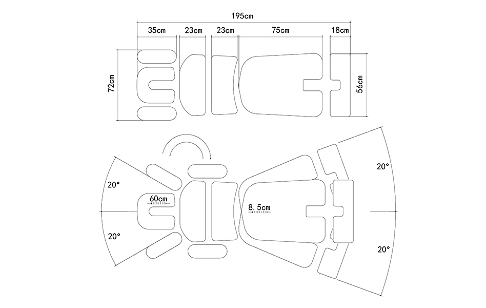 電動式 トムソンベッド（テーブル）EL07 寸法図－COINFYCARE－