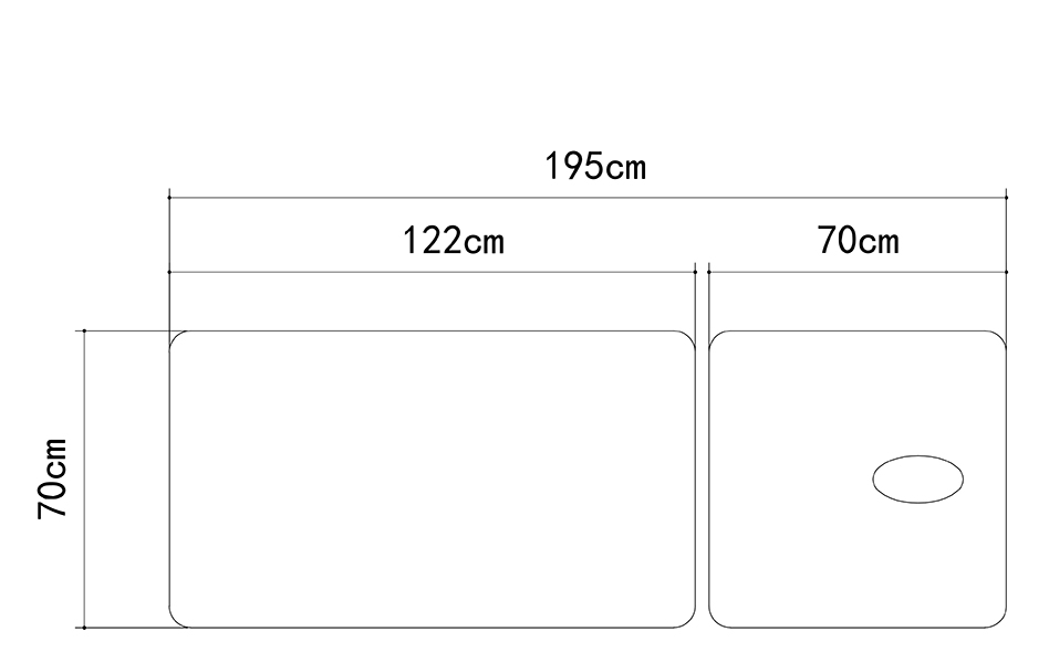 診察台・マッサージベッド（自立式）FIX-MT2 寸法図－COINFYCARE－